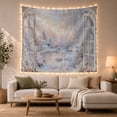 thumbnail image 1 of Two Swans Within a Snowy Window-Framed Garden with Pink Roses, Romantic Fantasy for Bird Lovers, Nature Wall Art, Anniversary Gift, Tapestry Wall Hanging for Bedroom and Den, 1 of 7