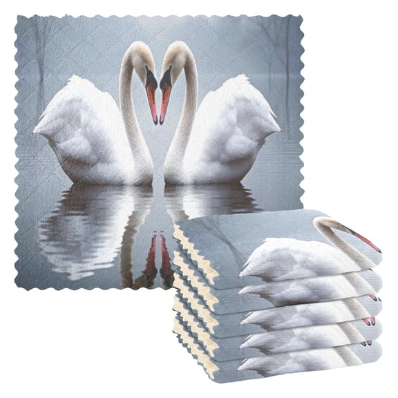 Two Swans on The Lake Kitchen Cloth Dish Towels for Drying Washing Absorbent Dish Rags Reusable soft kitchen dishcloth set 6 Pack