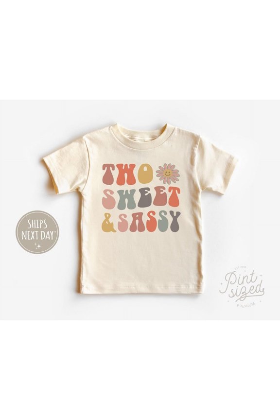 Two Sweet Birthday Tee - Retro Sassy Kids Shirt - Second Birthday Girl Natural Shirt, New Born, Baby Shower Gift, New Parents Gift