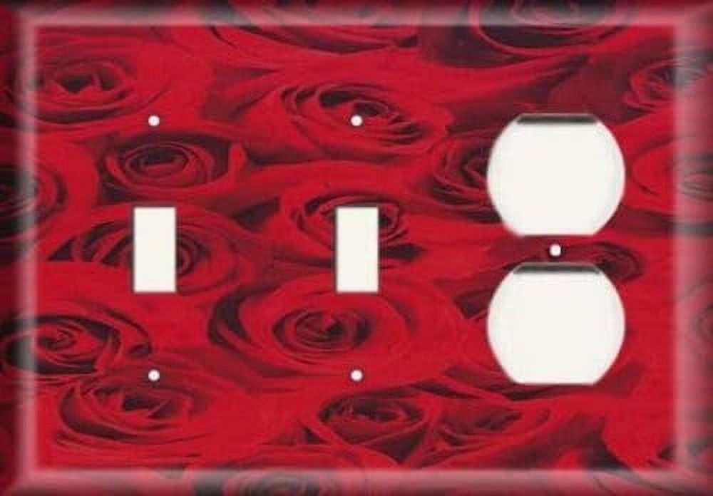 Two Switch/One Duplex Receptacle Plate Red Roses
