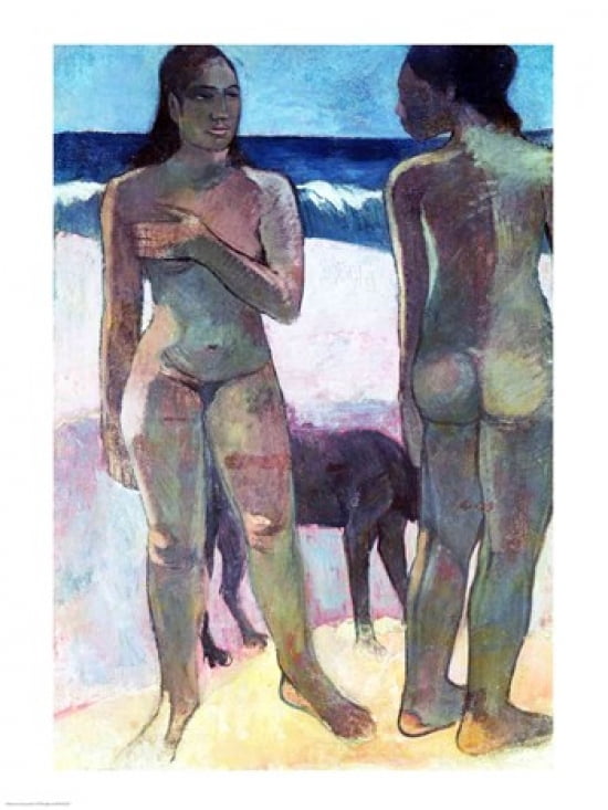 Two Tahitian Women on the Beach 1891 Canvas Art - Paul Gauguin (18 x 24)
