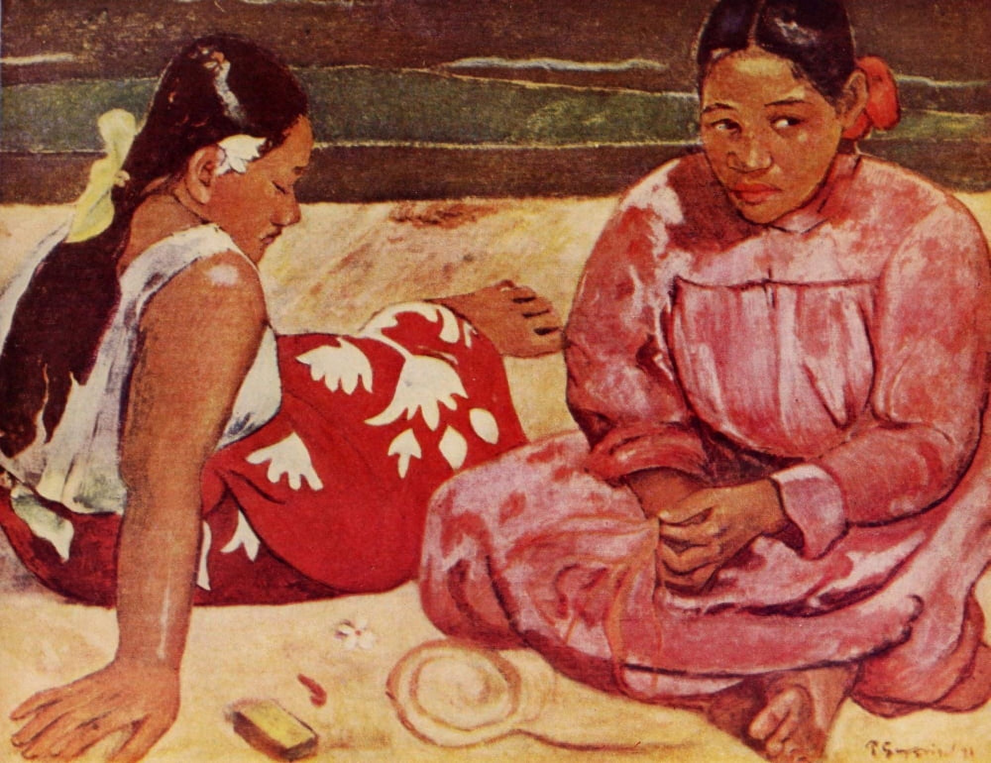 Two Tahitian Women on the Beach Canvas Art - P Gauguin (18 x 24)