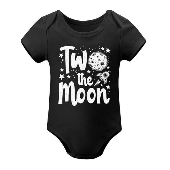 Two The Moon Baby Bodysuit – Funny Second Birthday Outfit for Toddler Boys Girls, Cute Space Theme Infant Onesie Black-style 12months