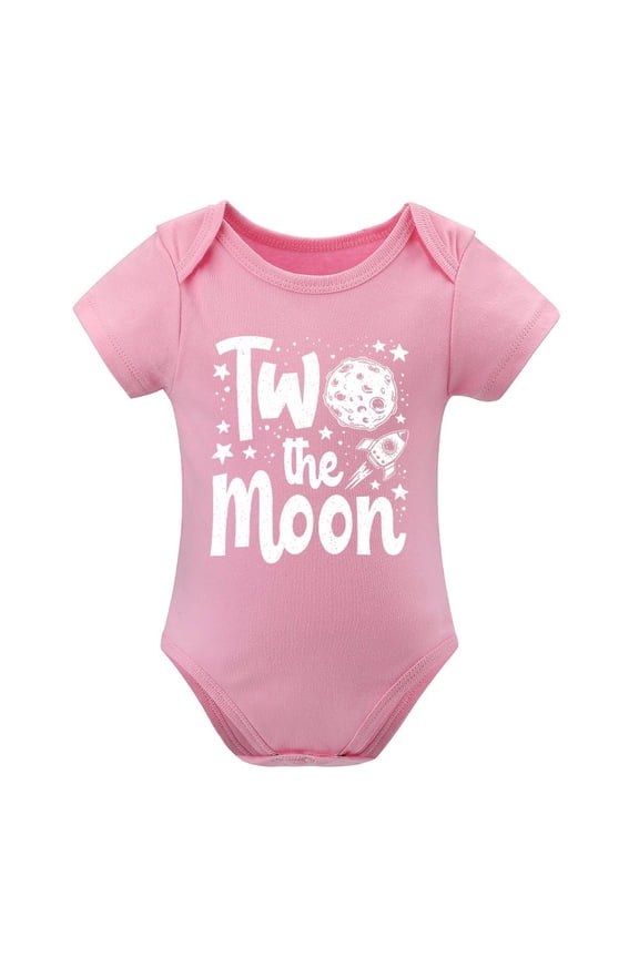 Two The Moon Baby Bodysuit – Funny Second Birthday Outfit for Toddler Boys Girls, Cute Space Theme Infant Onesie Pink-style 9months