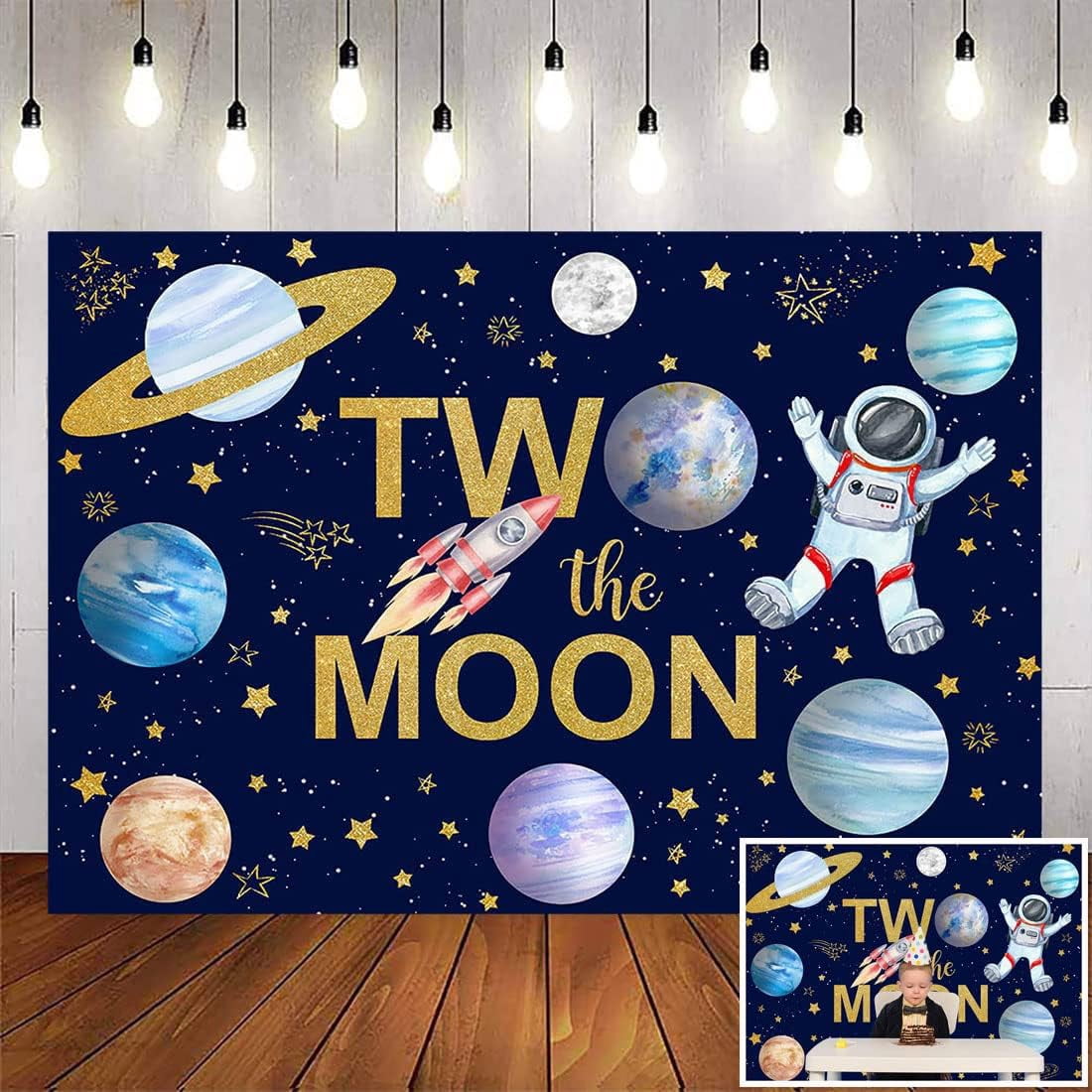 Two The Moon Birthday Backdrop Outer Space 2nd Birthday Party ...