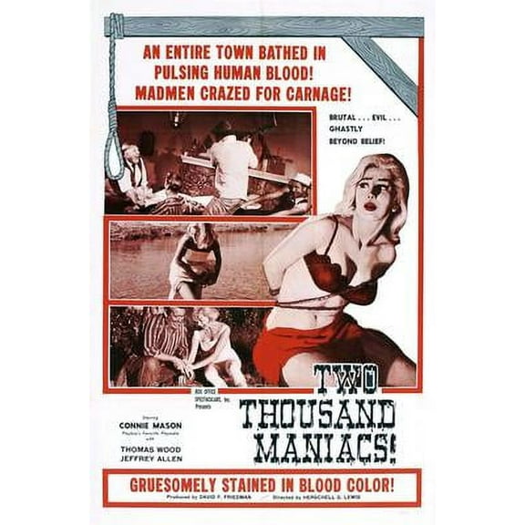 Two Thousand Maniacs Movie Poster Art Poster 24x36 Unframed, Age: Adults, Rectangle Poster Time