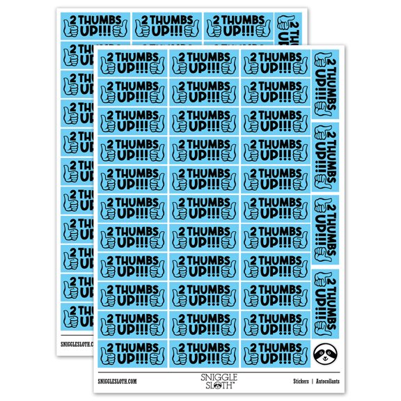 Two Thumbs Up Teacher Student School Sticker Set - Light Blue - Matte Finish - 1.5" Small