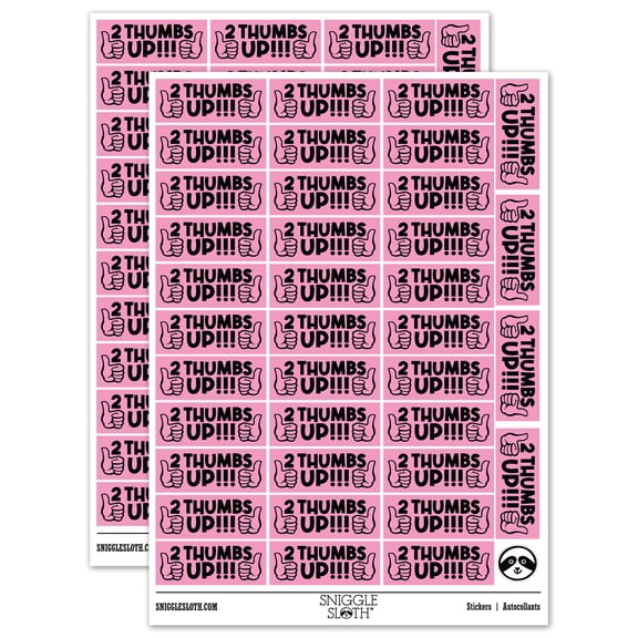 Two Thumbs Up Teacher Student School Sticker Set - Light Pink - Gloss Finish - 1.5" Small