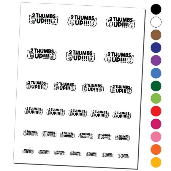Two Thumbs Up Teacher Student School Water Resistant Temporary Tattoo Set Fake Body Art Collection - Black