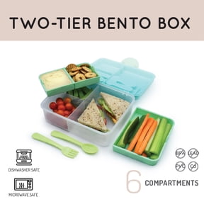 Melii Two-Tier Bento Box , Blue, Mint & Lime