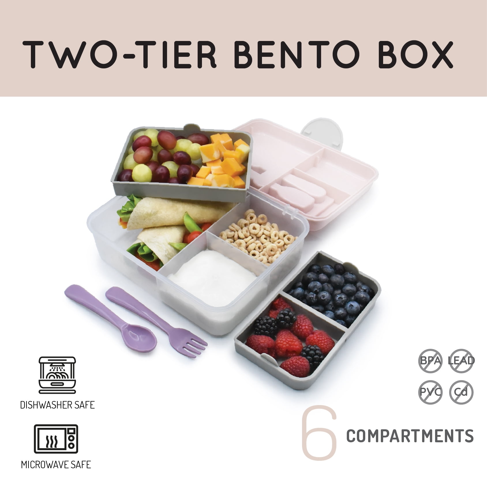 Melii Two-Tier Bento Box, Multi-Color