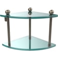 thumbnail image 1 of Two Tier Corner Glass Shelf - Antique Pewter, 1 of 5