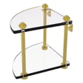 thumbnail image 1 of Two Tier Corner Glass Shelf - Polished Brass, 1 of 7