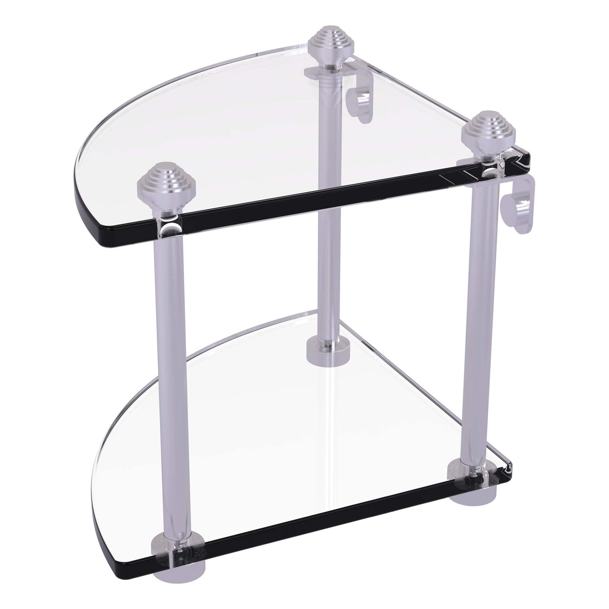 Two Tier Corner Glass Shelf - Satin Chrome - Walmart.com