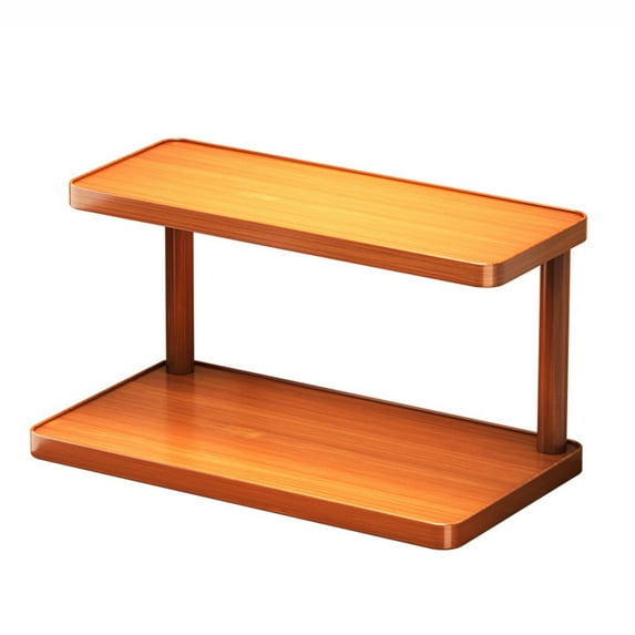 Two-Tier Desktop Storage Shelf – Wood Office Organizer Rack for Home and Kitchen, Space-Saving Desk Storage for Books and Gadgets, Easy Assembly