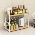 thumbnail image 1 of Two-Tier Metal and Wood Kitchen Storage Rack | Spice Rack & Pantry Organizer for Countertop, Heavy-Duty Shelf for Oil Bottles, Utensils, and Canned Goods | 16.5" x 13.8" x 5.5" Black, White, or Khaki, 1 of 6