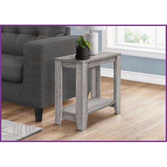 Two-Tier Modern Wood-Look Coffee Table for Living Room Bedroom, Thick Panel Sturdy Design Industrial Grey