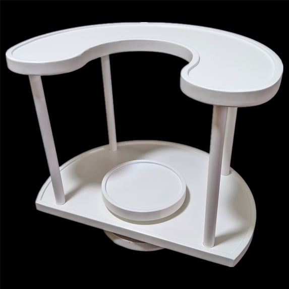 Two Tier Organizer Wood Lazy Susan for Countertop Spinner Turntable -Pure White