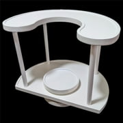 Two Tier Organizer Wood Lazy Susan for Countertop Spinner Turntable -Pure White