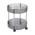 thumbnail image 1 of Two Tier Round Rolling Cart, Clear Storage Rack Floor Standing Storage Shelf with Wheels for Kitchen Living Room Bathroom, 1 of 6