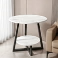 Two-Tier Round Side End Table, Waterproof Metal Accent Furniture ...