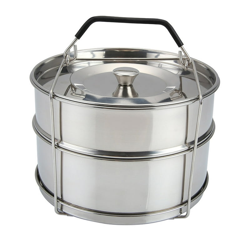Two Tier Stackable Steamer Insert Pans Stainless Steel Electric Pressure  Cooker Cooking Insert 
