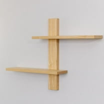 Two Tier Walnut Wood Floating Shelf, Solid Hardwood Wall Shelves, Floating Shelves for Wall, Wood Floating Shelves, 31 "W x 21 "H x 5 "D, Wall Shelves for Bathroom Bedroom (Set of 2,ash)