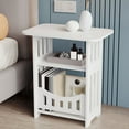 thumbnail image 1 of Two-Tier White PVC Small Square Table for Bedside or Sofa Side Storage Organization, 1 Count, 1 of 6