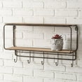 thumbnail image 1 of Two-Tier Wood Wall Shelf with Five Hooks, 1 of 1
