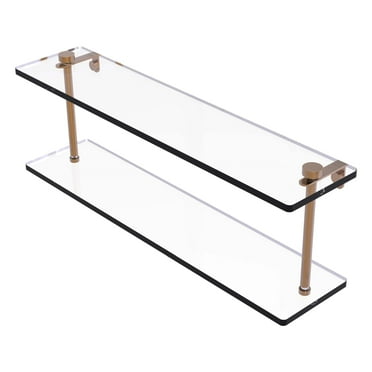 Two Tiered Glass Shelf - Brushed Bronze / 22 Inch