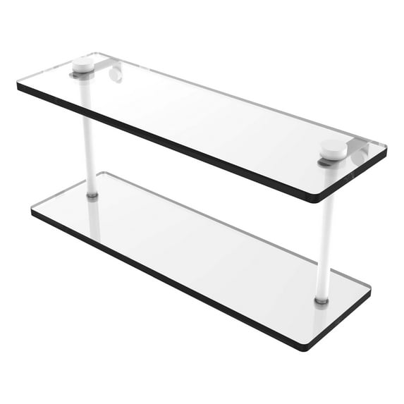 Two Tiered Glass Shelf - Matte White / 16 Inch