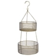 thumbnail image 1 of Two Tiered Gold Metal Hanging Basket, 1 of 5