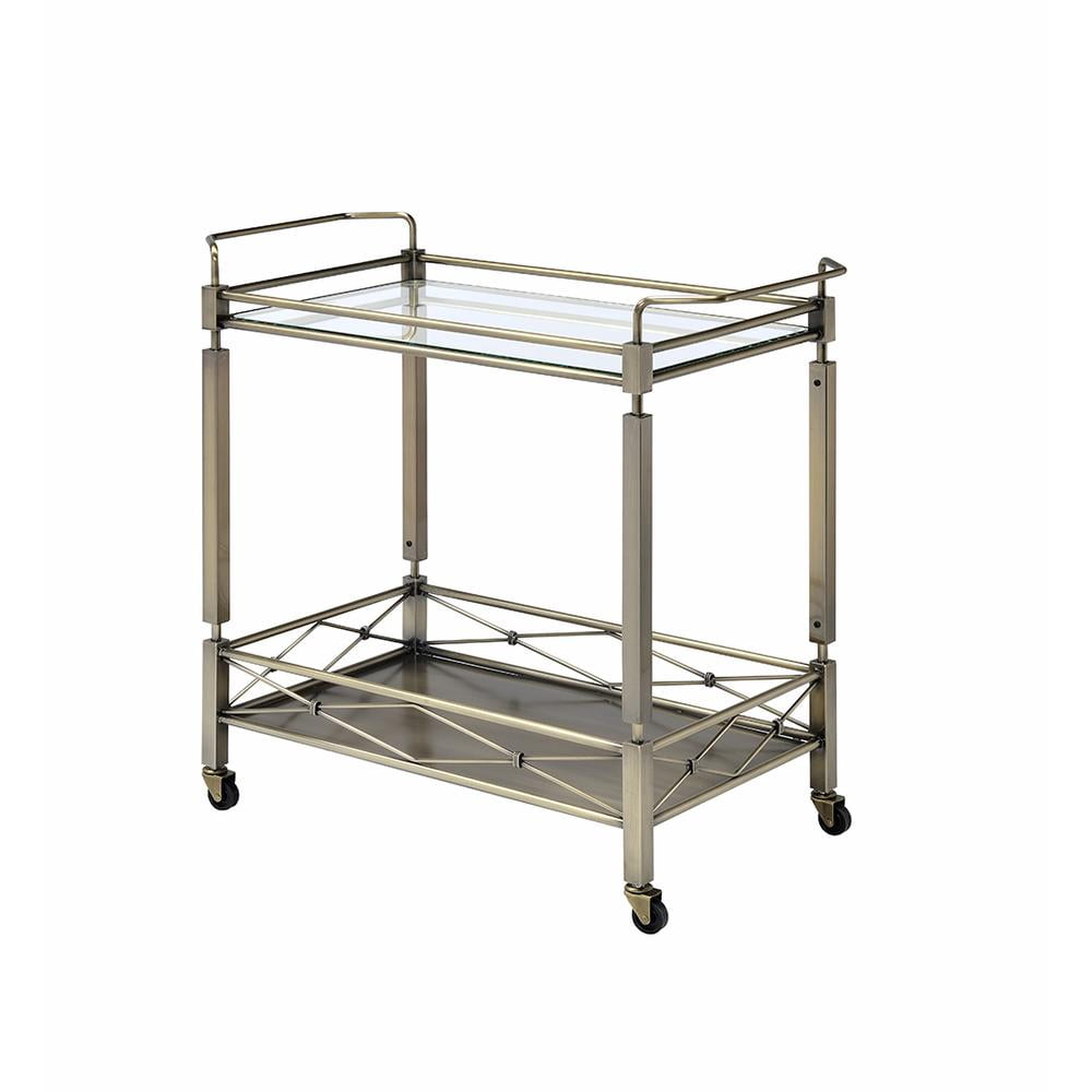 Matiesen Antique Gold and Clear Glass Serving Cart