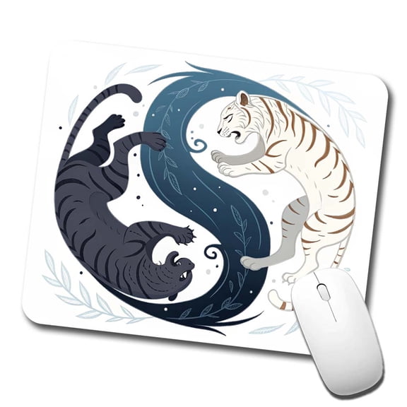 Two Tigers Yin Yang Awesome Mouse Pad Low Profile Gaming Mat