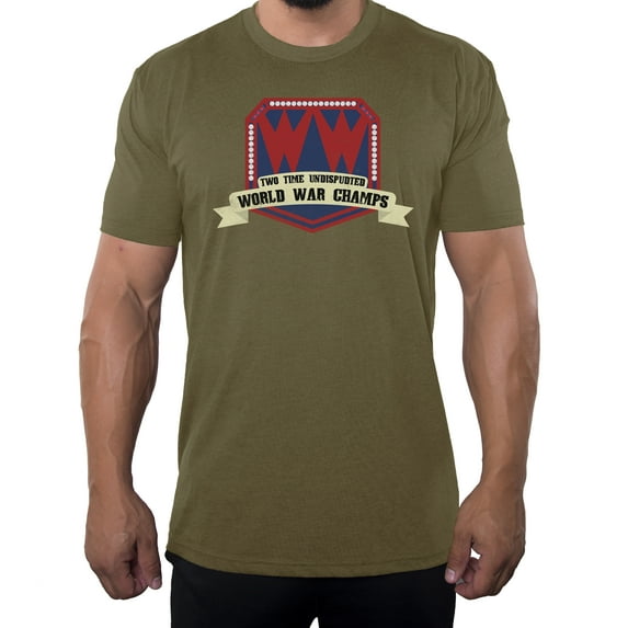 Two Time Undisputed World War Champs Men's Funny 4th of July Shirts - Olive Drab MH200PATRIOT S26 3XL