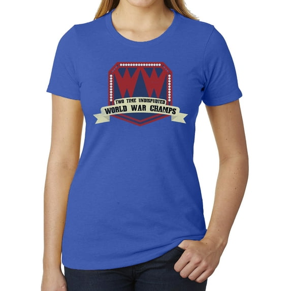 Two Time Undisputed World War Champs Women's Funny 4th of July Shirts - Royal MH200WPATRIOT S26 M