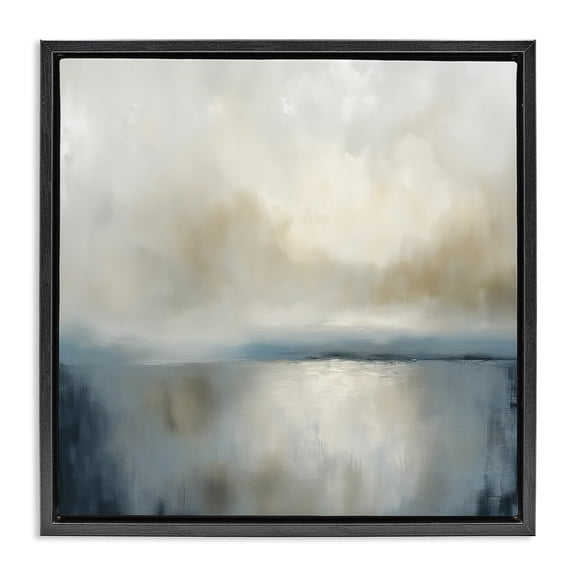 Stupell Industries Two Times Blue Abstraction Black Framed Floater Canvas Wall Art, design by Annabelle Hall, 18 x 18