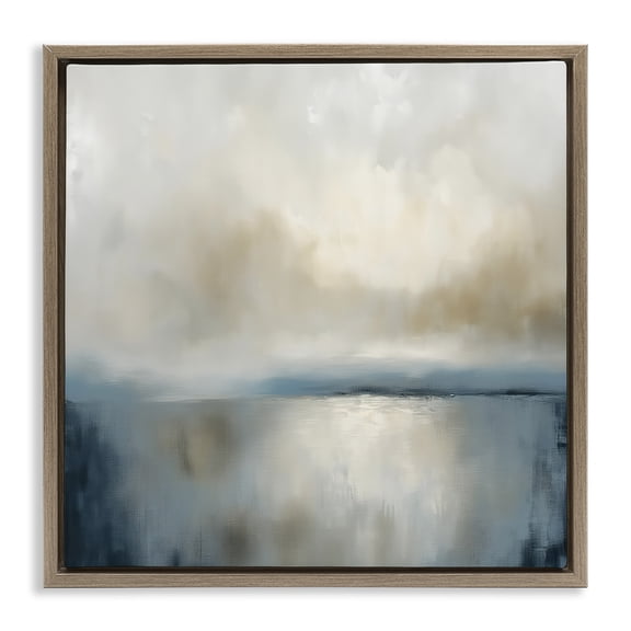 Stupell Industries Two Times Blue Abstraction Brown Framed Floater Canvas Wall Art, design by Annabelle Hall, 25 x 25