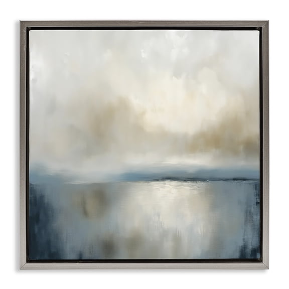 Stupell Industries Two Times Blue Abstraction Gray Framed Floater Canvas Wall Art, design by Annabelle Hall, 18 x 18