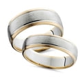 thumbnail image 1 of Pompeii3 Two Tone 14k White & Yellow Gold Matching Wedding Ring Set His Hers Brushed Band, 1 of 5