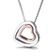 Amy and Annette Hypoallergenic 18K Gold Crystal Heart Pendant Necklace, Two-Tone