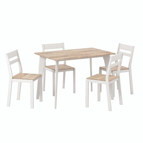 Two Tone 5 Piece Dining Table and Chair Set Brown and White