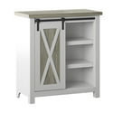 Two Tone Accent Cabinet with Sliding Barn Door and Adjustable Shelving