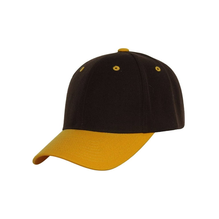 Two-Tone Adjustable Baseball Cap, Brown Yellow