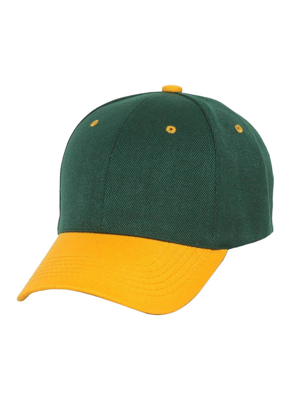 Two-Tone Adjustable Yellow Baseball Cap, Green