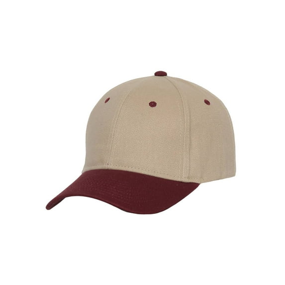 Two-Tone Adjustable Baseball Cap, Khaki Burgundy