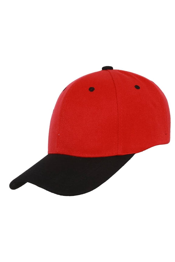Two-Tone Adjustable Baseball Cap, Red Black