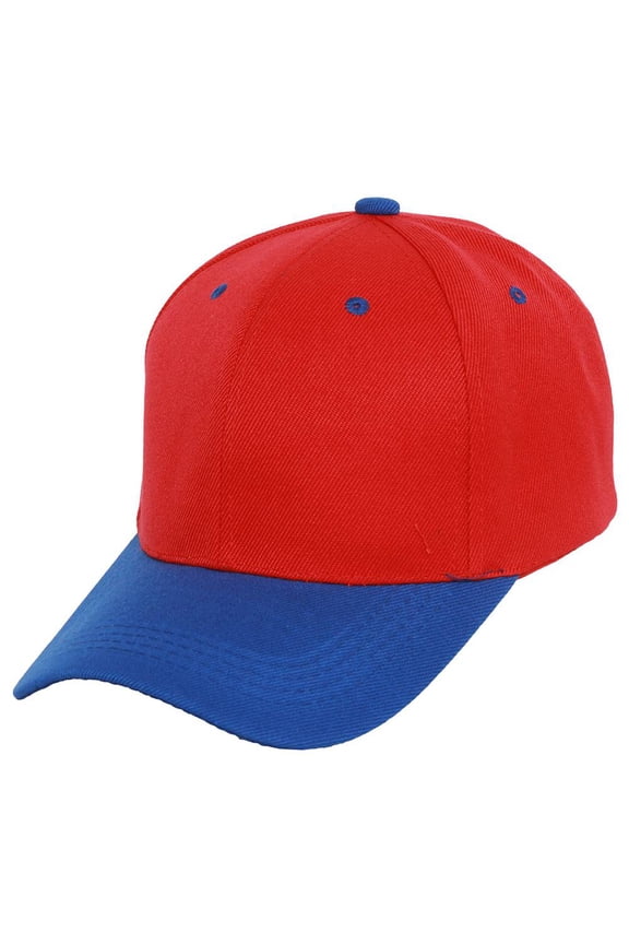 Two-Tone Adjustable Baseball Cap, Red Royal Blue