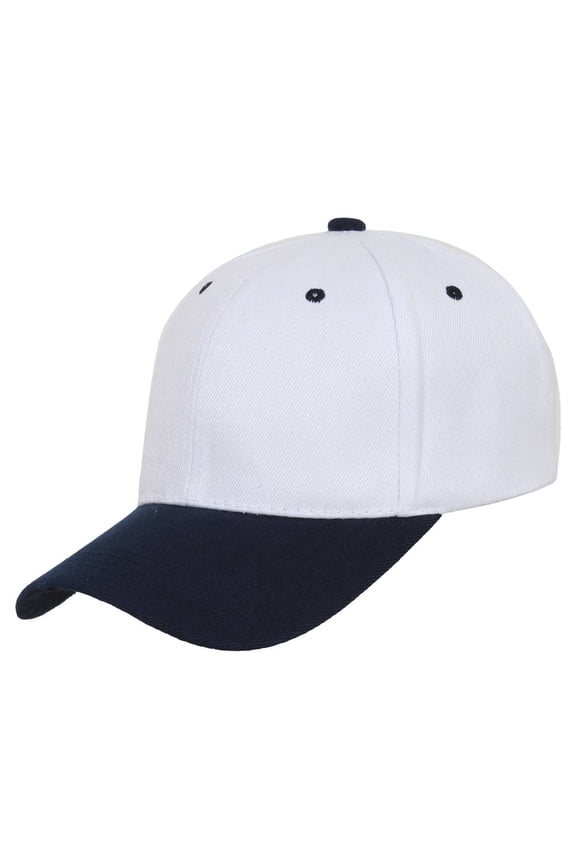 Two-Tone Adjustable Baseball Cap, White/Navy