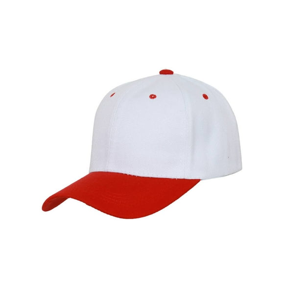 Two-Tone  Adjustable Baseball Cap, White/Red